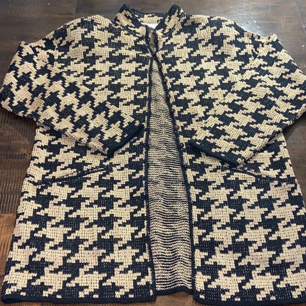 French Rags 1990's Sweater Coat Classic houndstooth print